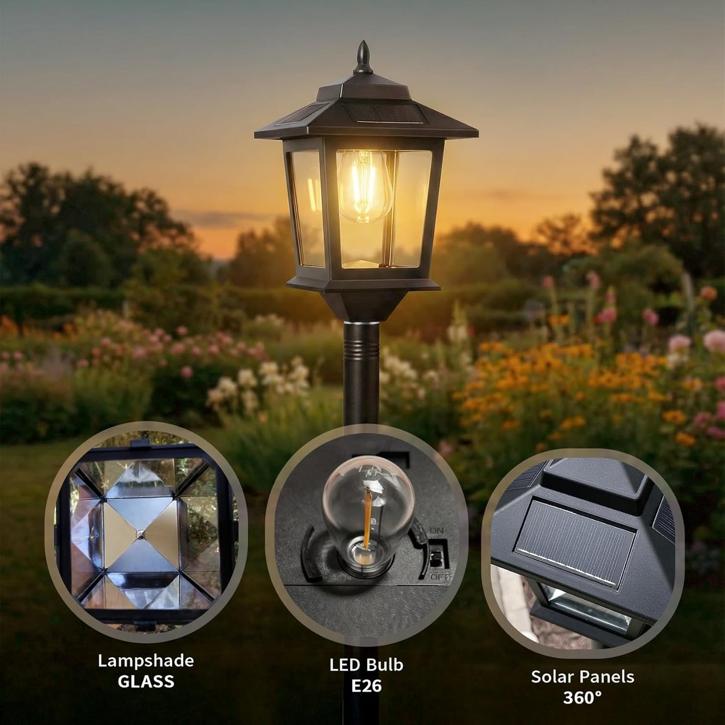 63인치 태양광 자동충전 가로등  ( 인테리어 /데코용 ) - 2개 세트