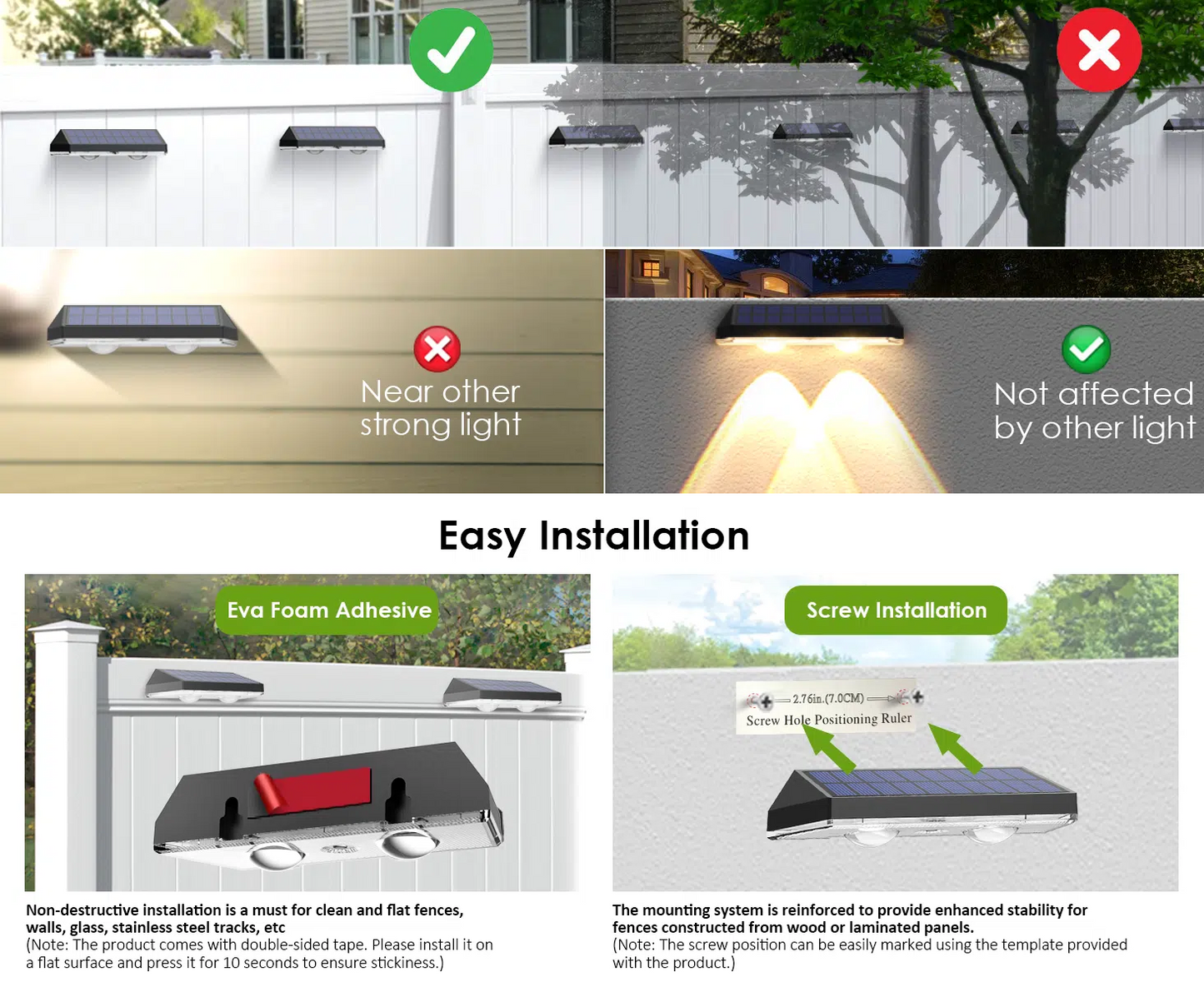 태양광 자동충전 울타리등 - 2개 / 8개 세트