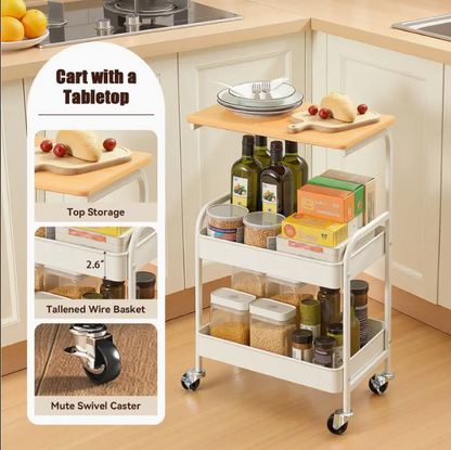 우드탑 3단 메탈 메쉬카트