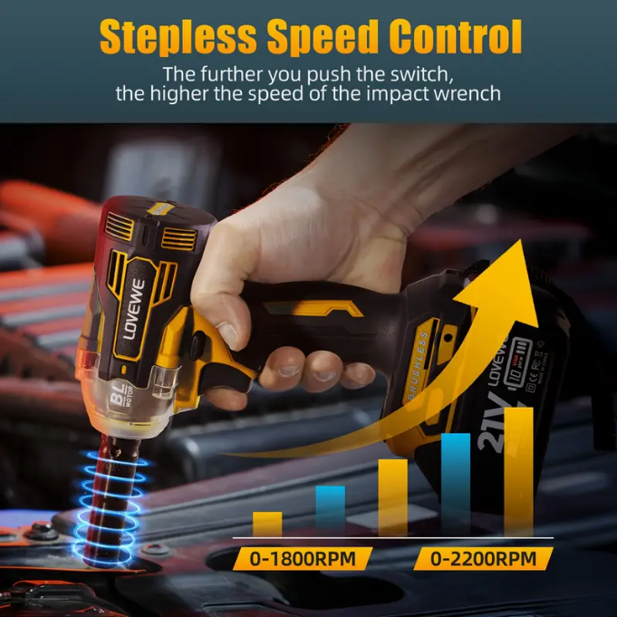 (신품) 임팩트 렌치 1/2 258 Ft-lbs 21v 2.6Ah x2