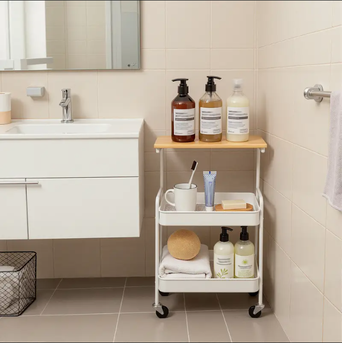 우드탑 3단 메탈 메쉬카트