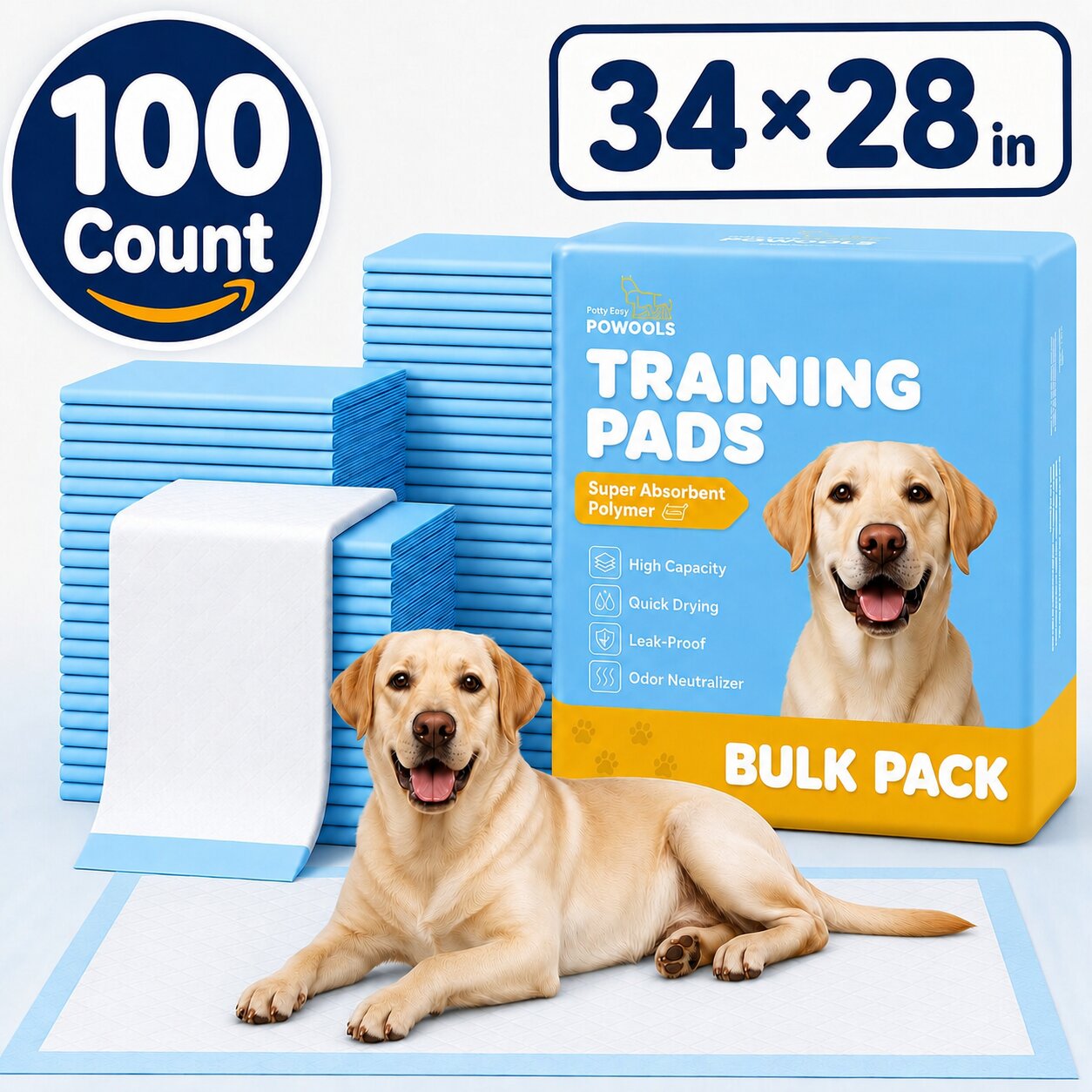 34 x 28" XL Dog Pee Pads - 100 Count