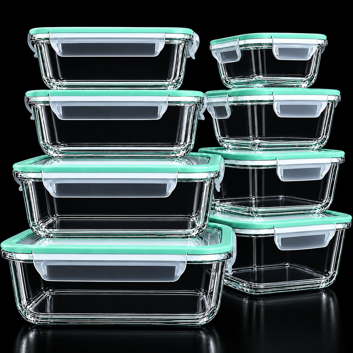 Glass Airtight Food Containers - Set of 8