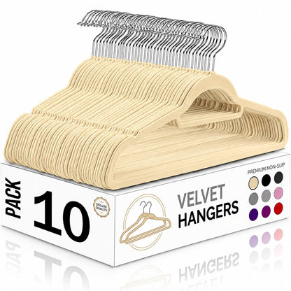 16" Slim Velvet Hangers for Women - 10 Pack
