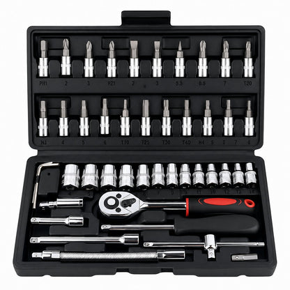 Socket Ratchet Wrench with Screwdriver Bits