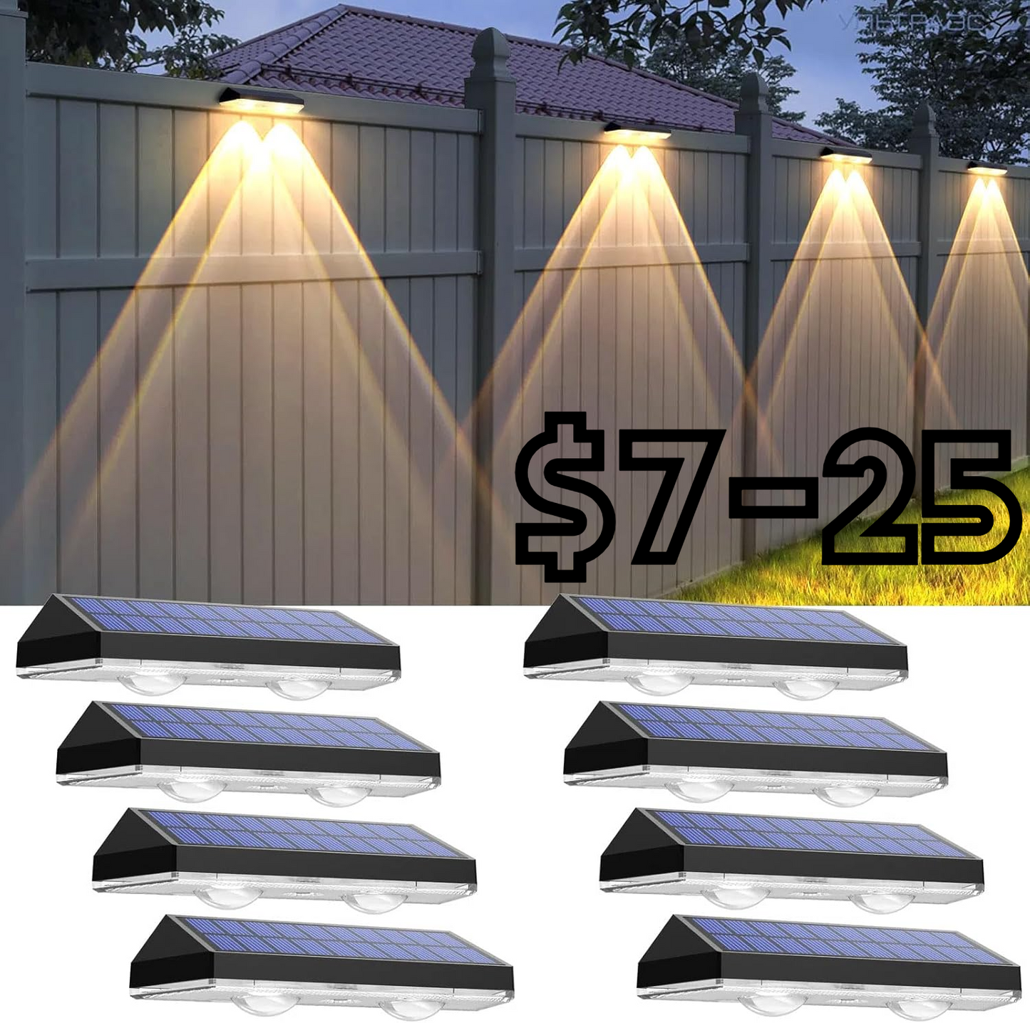 태양광 자동충전 울타리등 - 2개 / 8개 세트