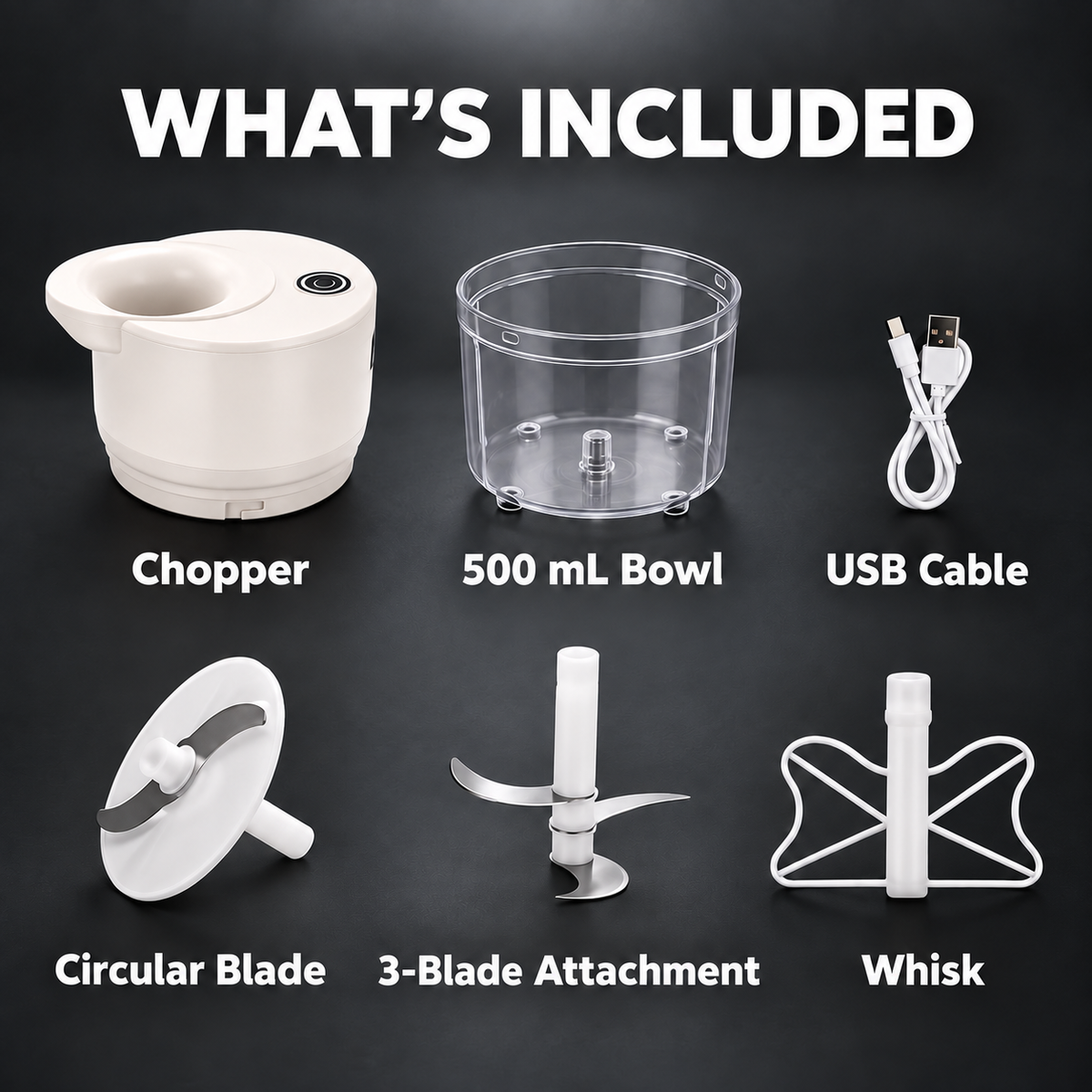 3-IN-1 Cordless Mini Chopper & Slicer (See Description)