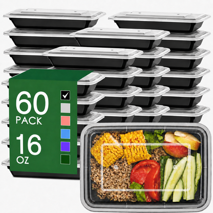 일회용 음식 용기 60개 - 16oz (높이 낮음)