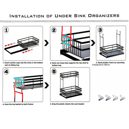 (신품) Undersink 캐비넷 정리 렉 2개 세트