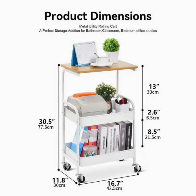 우드탑 3단 메탈 메쉬카트