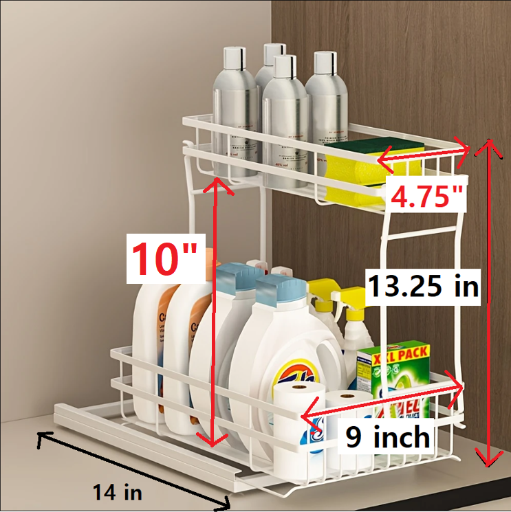 (신품) Undersink 캐비넷 정리 렉 2개 세트