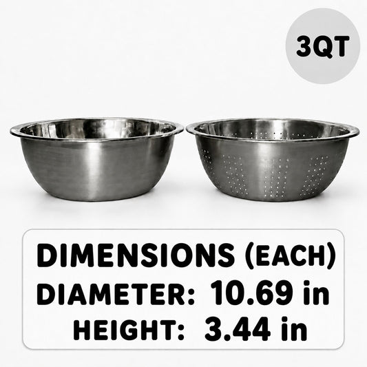 SUS 304 Colander · Mixing Bowl Set - 3QT