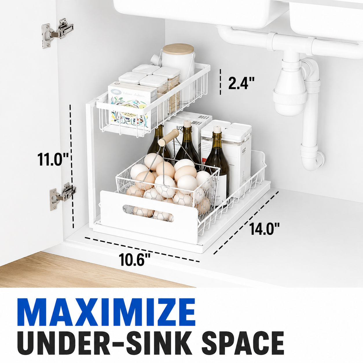 Under Sink 캐비넷 정리 - 1개 (흰색)