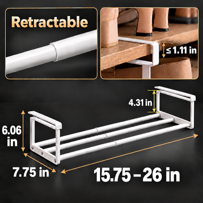 Expandable Under Cabinet Shoe Rack Shelf - 1 Pack, White