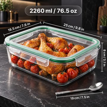 유리 밀폐 용기 3개 세트 - 2,260ml / 76.5oz