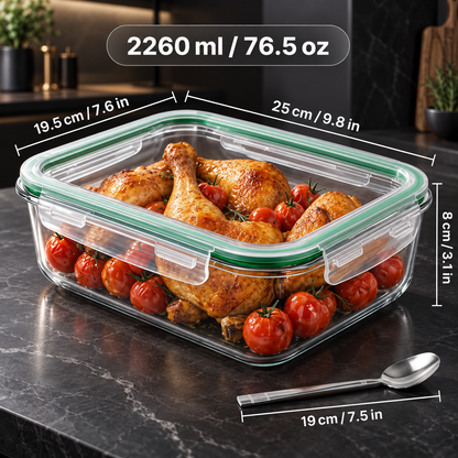 유리 밀폐 용기 3개 세트 - 2,260ml / 76.5oz