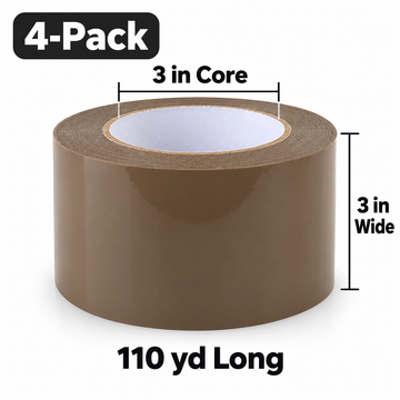 Brown Packing Tape 4 Pack - 3 in x 110 yd , 2 mil