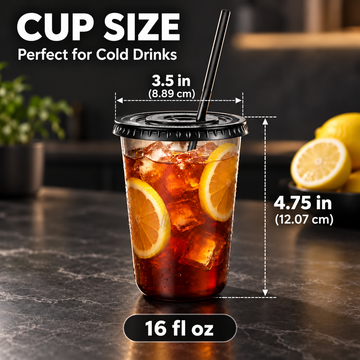 라운드 블랙 컵 50개 세트 - 16oz