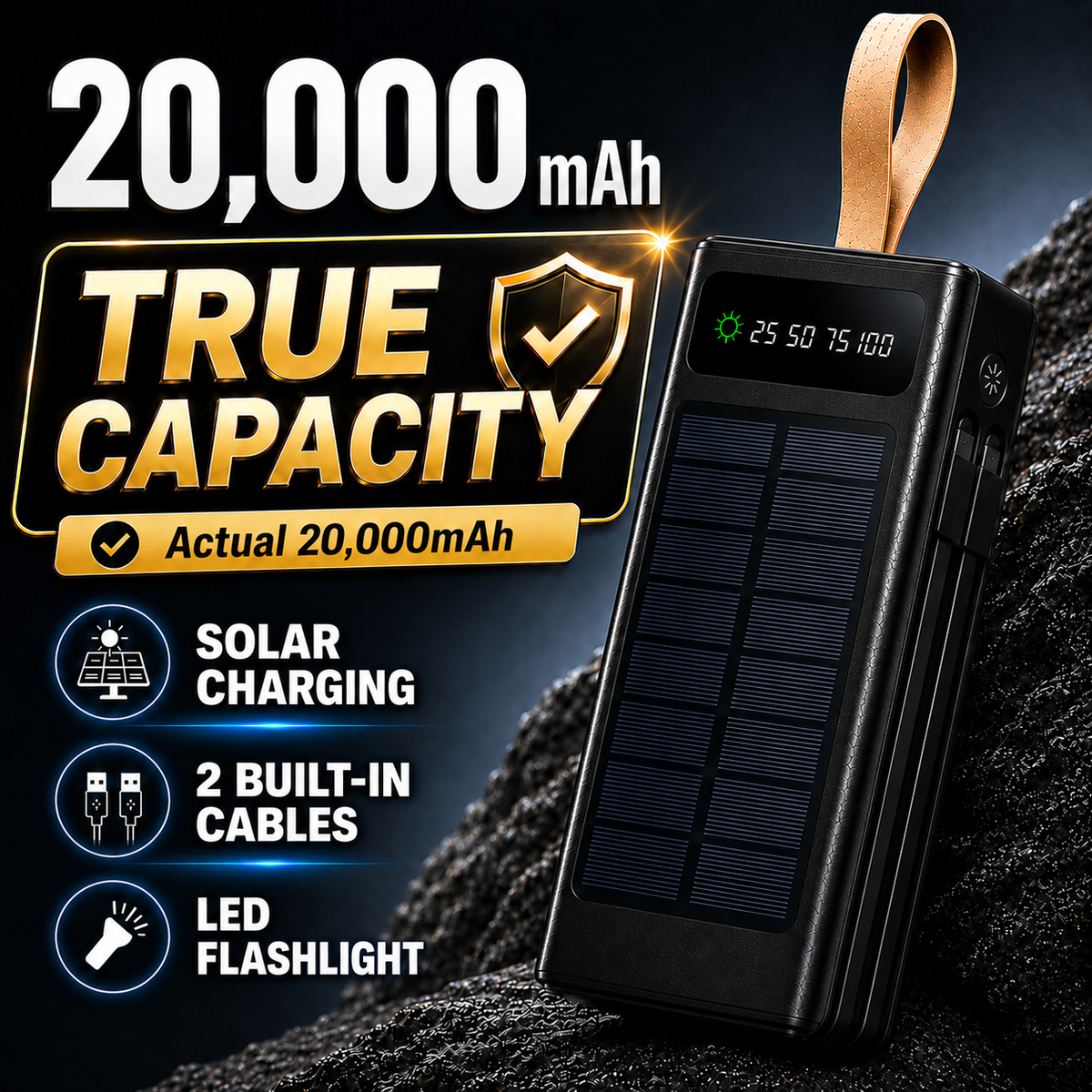 💥 실측 20000 mAh  - 태양광 파워뱅크