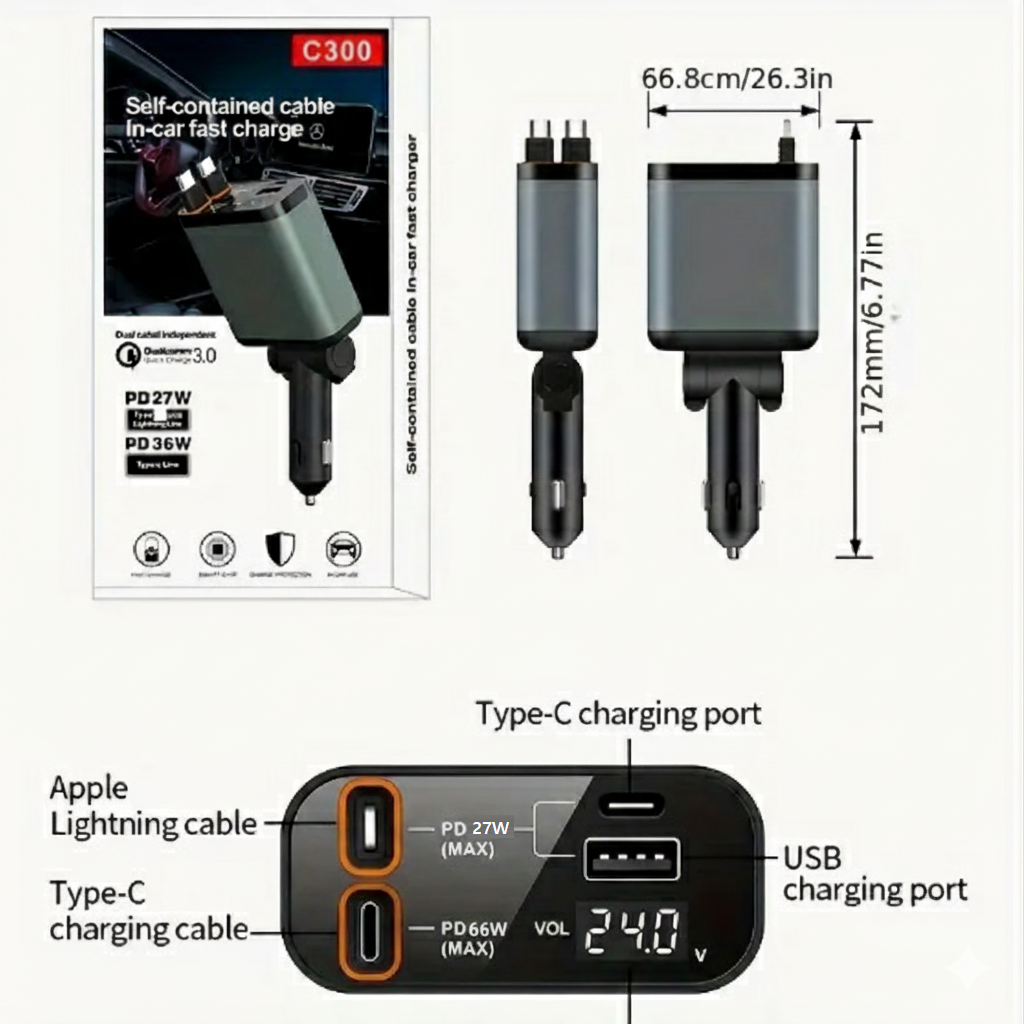 (신품) 차량용 급속 충전기 총 93W (노북 충전가능)