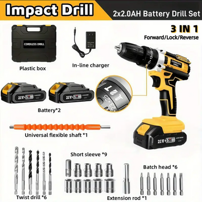 임팩트 드릴 398in-lbs 21V 2Ah x2
