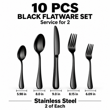 블랙 스테인리스 Silverware Set - 10개